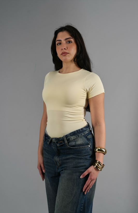 Refined Round Neck Top - Butter Yellow