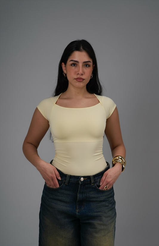 Refined Square Neck Top - Butter Yellow